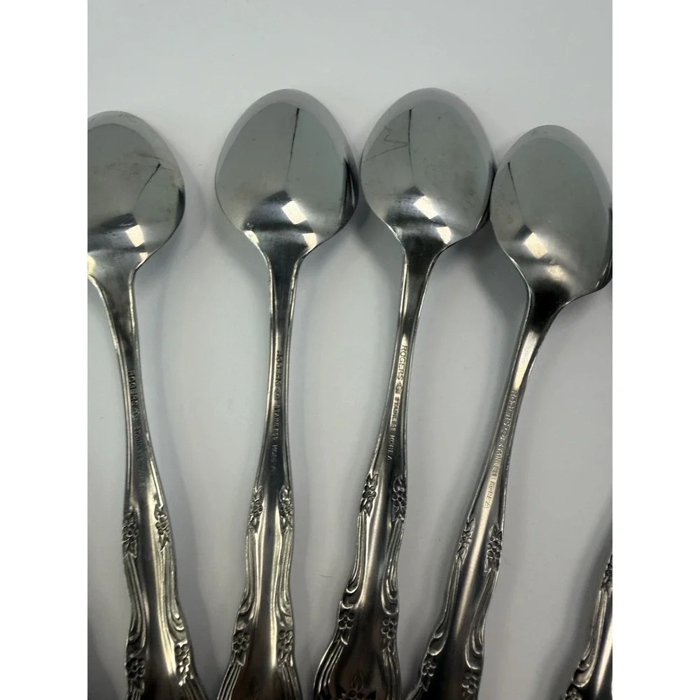 Rogers Dream Rose Soup Spoons Stainless Flatware Korea Set of 8